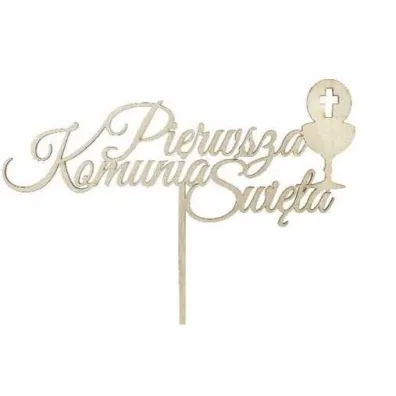 Topper drewniany Komunia �wi�ta (19,5x6,5cm)