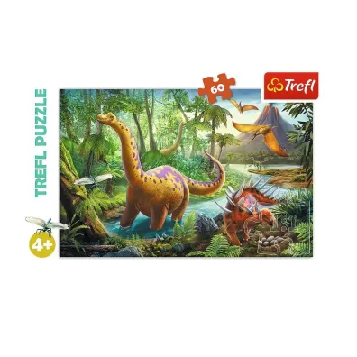 Puzzle 60 el. Wdrwka dinozaurw Trefl