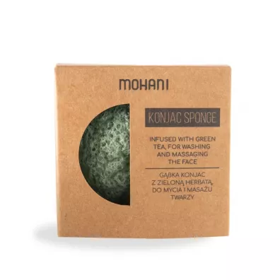 Mohani Naturalna gbka konjac do mycia twarzy  – z zielon herbat