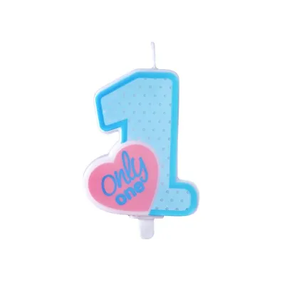 PartyDeco �wieczka urodzinowa Roczek, Only One, b��kit, 8cm