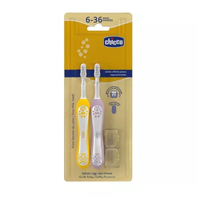 Chicco Szczoteczki do z�b�w lila/musztardowy 6-36m 2 szt.