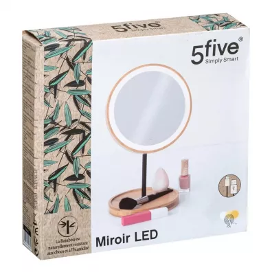 5five Simply Smart Bambusowe lusterko z owietleniem LED