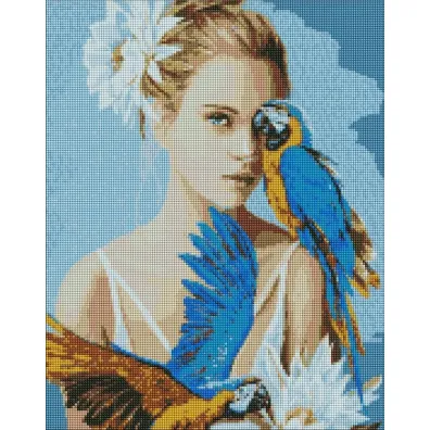 Ideyka Diamentowa mozaika - Dziewczyna z papug� 40x50cm
