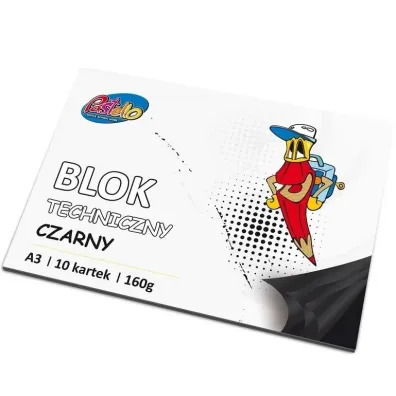 Alfa Pastello Blok techniczny A3 160g czarny 10 kartek