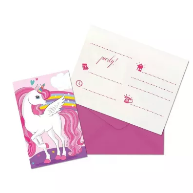 Procos Zaproszenia z kopertami Unicorn Rainbow