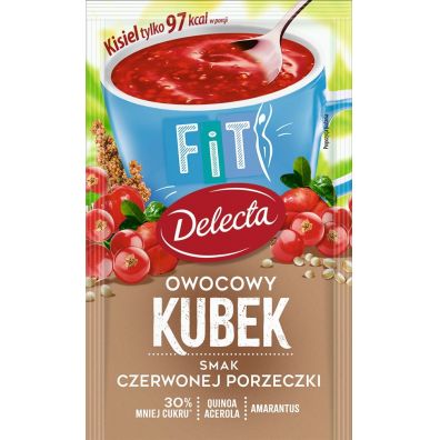 Delecta Owocowy Kubek FIT Kisiel o smaku czerwonej porzeczki 26 g