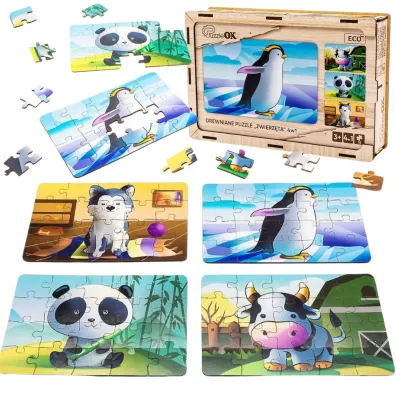Puzzle 4w1 drewniane Zwierz�ta PuzzleOK