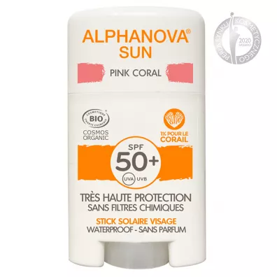 Alphanova Sun Krem z filtrem w sztyfcie do twarzy, SPF 50+, Pink Coral 12 g