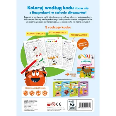 Bazgraki i... dinozaury. Kolorowanie wed�ug kodu. Kapitan Nauka