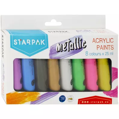 Starpak Farby akrylowe metaliczne 484980 8x25ml