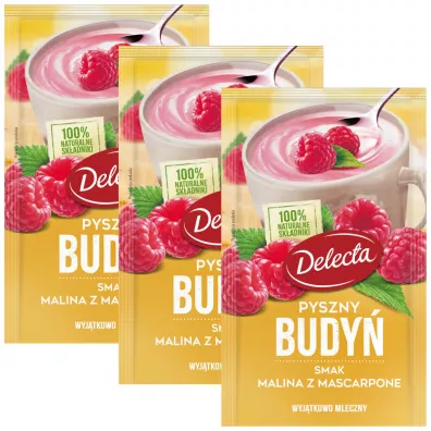 Delecta Pyszny Budy� o smaku maliny z mascarpone Zestaw 3 x 40 g