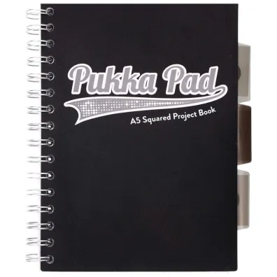 Pukka Pad Project Book A5 Black & Grey kratka, 80g 100 kartek