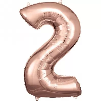 Amscan Balon foliowy cyfra 2 r�owe z�oto 57x86cm