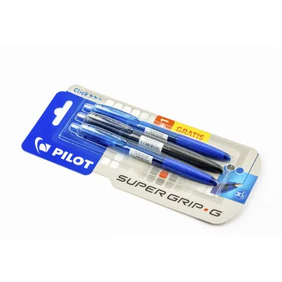 D�ugopis Super Grip G Pilot automatyczny 1x niebieski + 1x czarny + 1x niebieski gratis blister