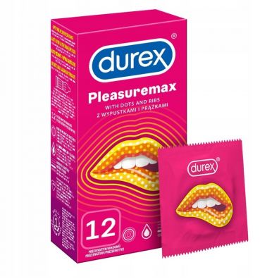 Durex prezerwatywy Pleasuremax z wypustkami prążkami 12 szt.