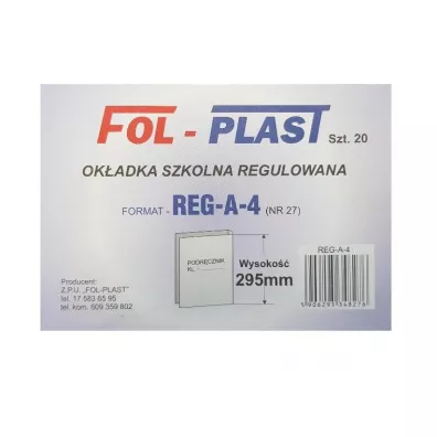 Fol-Plast Okadka na podrcznik A4 regulowana NR 27 20 szt.