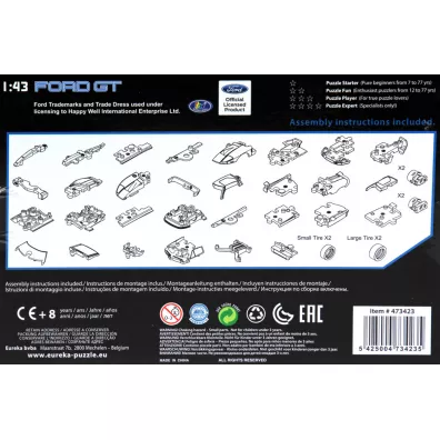Puzzle 3D Cars - Ford GT - poziom 2/4 G3 Eureka 3D