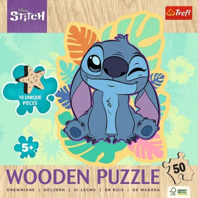 Puzzle drewniane 50 el. Weso�y Stitch Trefl