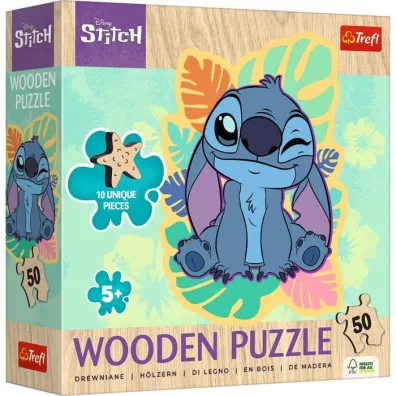Puzzle drewniane 50 el. Weso�y Stitch Trefl