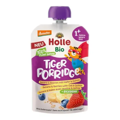 Holle Mus owsiankowy Tygrysek (ry� - banan - owoce jagodowe - quinoa) od 1 roku Demeter 110 g Bio