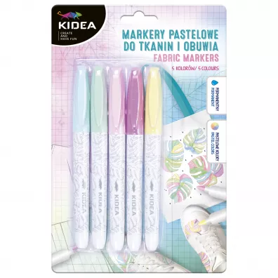 Derform Kidea Markery pastelowe do tkanin i obuwia 5 szt.