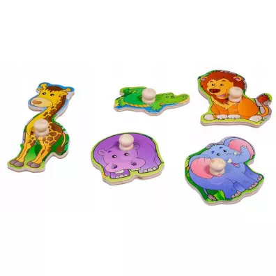 Puzzle Ukadanka drewniana ZOO uchwyty Smily Play