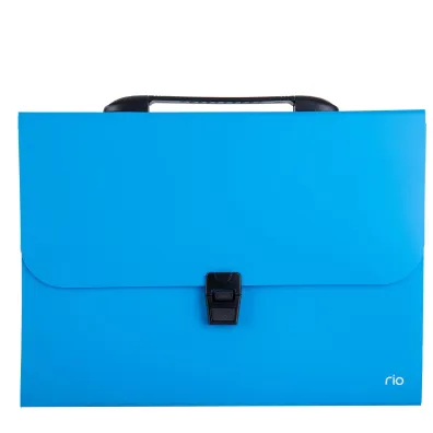Deli Teczka A4 Rio z r�czk� czarn� 7-przegr�dek niebieska