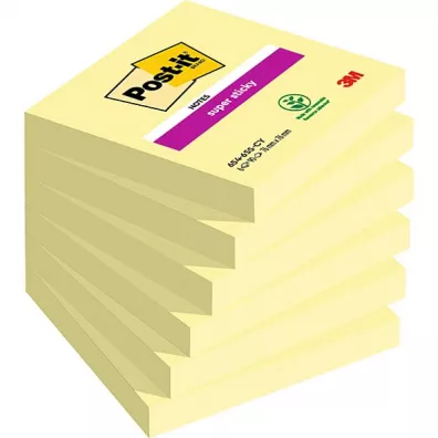 Foldermate Karteczki samoprzylepne Super Sticky ��te 76x76mm 90 szt.