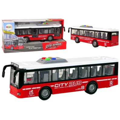 Autobus z nap�dem frykcyjnym 1:16 czerwony LeanToys