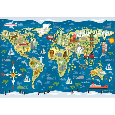 Puzzle 200 el. Mapa wiata Educa