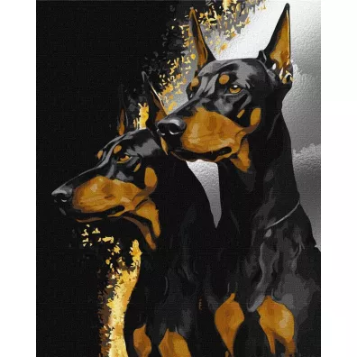 Metallic extra Malowanie po numerach - Wierne dobermany 40x50cm