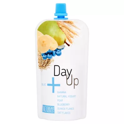 DayUp Blue Puree bananowe z jogurtem naturalnym, gruszk�, czarn� jagod� i p�atkami 120 g