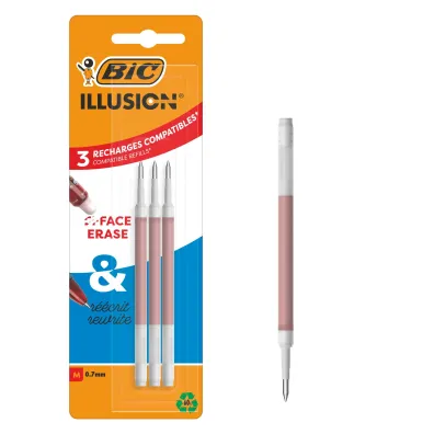 Wk�ad �elowy Illusion 0,7mm czerwony 3 szt BIC