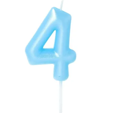 �wieczka na tort - cyferka Candy 4 niebieska 6cm