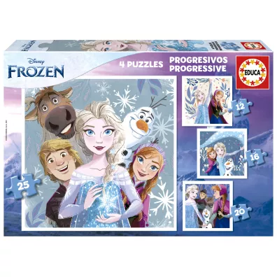 Puzzle 12 el. + 16 el. + 20 el. + 25 el. Kraina Lodu Educa