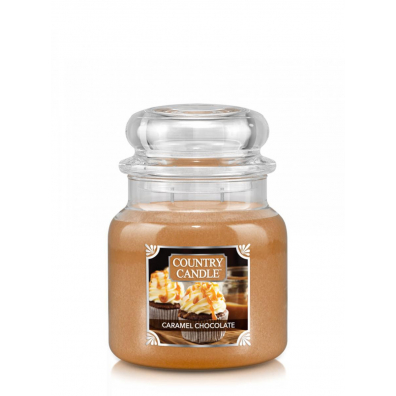 Country Candle Średnia świeca zapachowa z dwoma knotami Caramel Chocolate 453 g