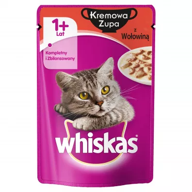 Whiskas Kremowa zupa z wo�owin�. Karma pe�noporcjowa dla kot�w 1+ lat 85 g