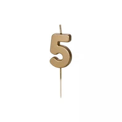 PartyDeco �wieczka urodzinowa 5 z�ota 4.5cm