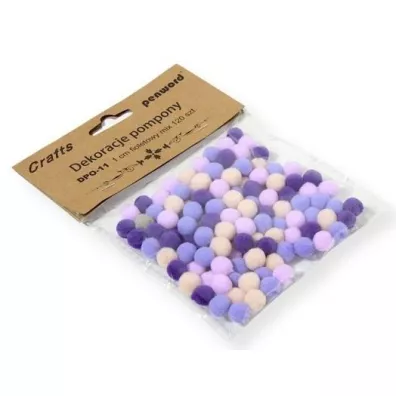 Penword Dekoracje pompony mix fioletowy 1cm