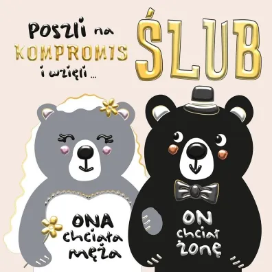 Karnet okazjonalny 15x15 cm z kopert� �lub Mi�ki HENRY 984533 HEN