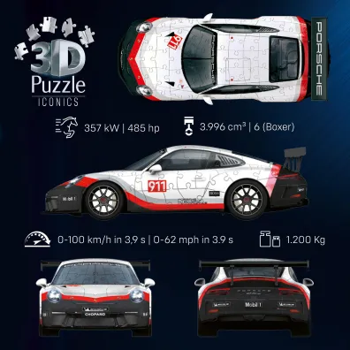 Puzzle Iconics 108 el. 3D Porsche 911 GT3 Cup Ravensburger