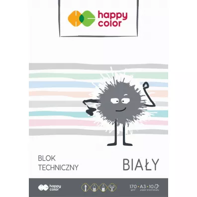 Happy Color Blok techniczny, biay, A3, 170g, 10 arkuszy biay 10 kartek
