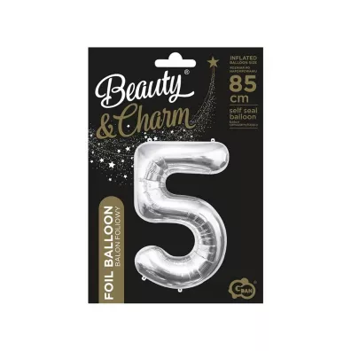 Godan Balon foliowy B&C cyfra 5 srebrna 85cm