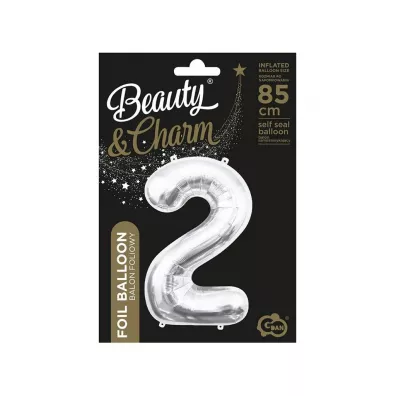 Godan Balon foliowy B&C cyfra 2 srebrna 85cm