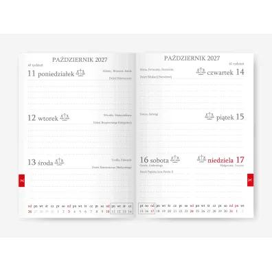 Kalendarz 2027 Rock A7 tygodniowy pomara�czowy