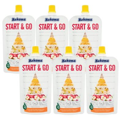 Bakoma Start & Go Mus z jogurtem owocowy jabłko-banan-mango Zestaw 6 x 120 g