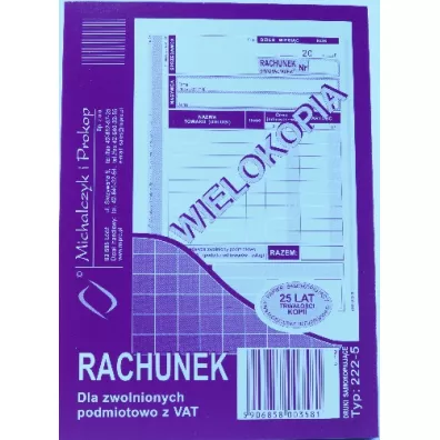 Michalczyk i Prokop Rachunek dla zwolnionych z VAT