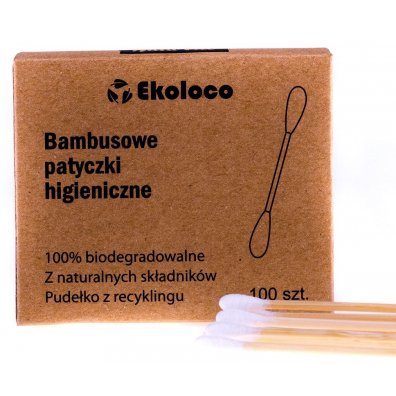 Ekoloco Patyczki higieniczne bambusowe z bawen 100 szt.
