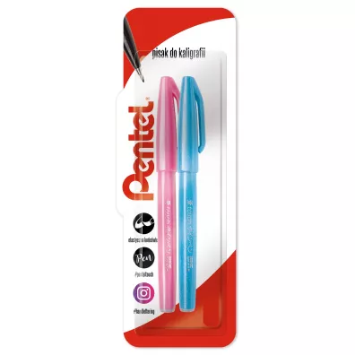 Pentel Pisak/p�dzelek do kaligrafii SES15 b��kitny, r�owy