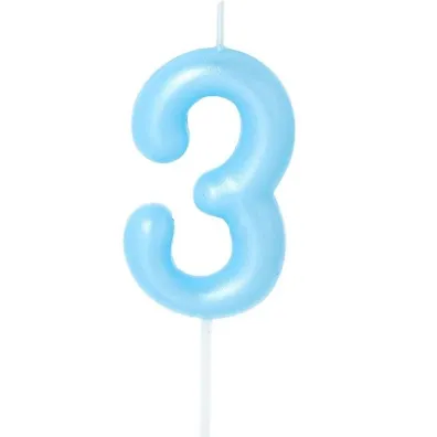�wieczka na tort - cyferka Candy 3 niebieska 6cm